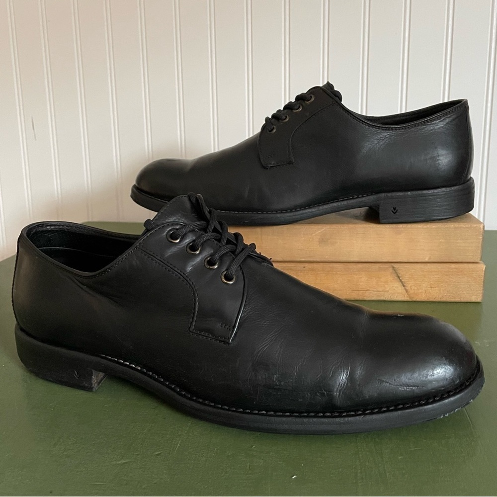 John Varvatos Italian Made Plain Toe Oxfords in Black Calfskin - Picture 10 of 16
